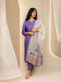 Purple Co Ord Kurta with Cream Chanderi Printed Dupatta