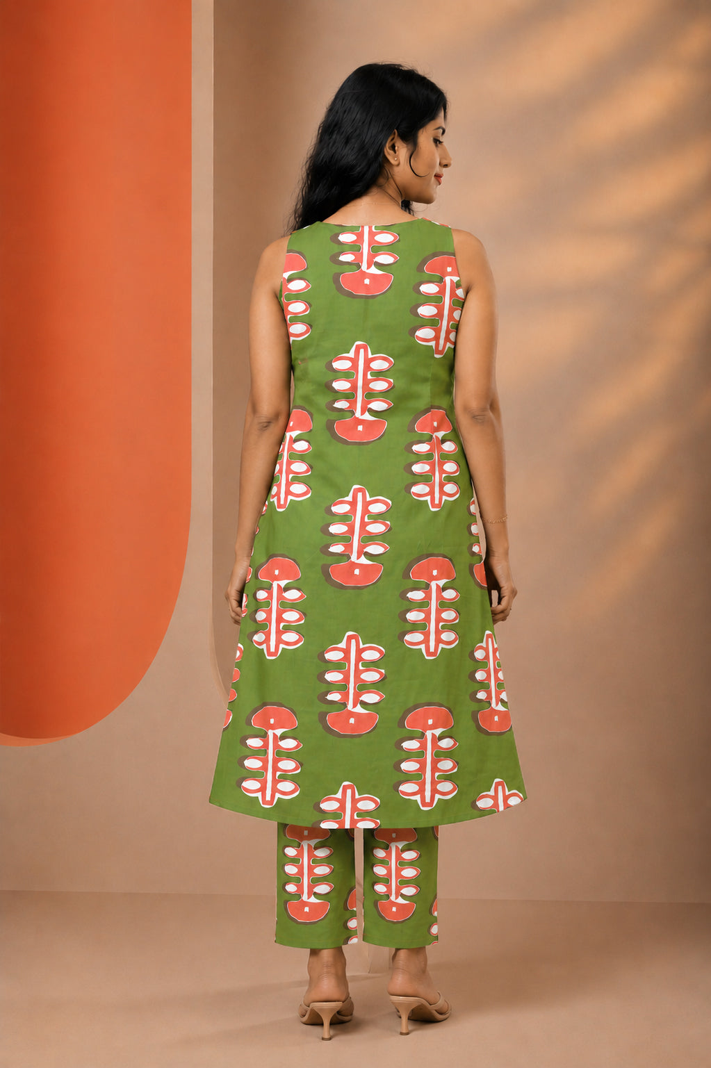 Green Ember Halter Neck Kurti Set