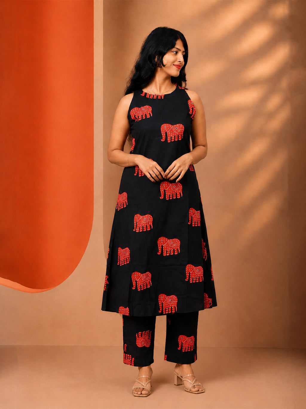 Royal Elephant Print Kurti Set