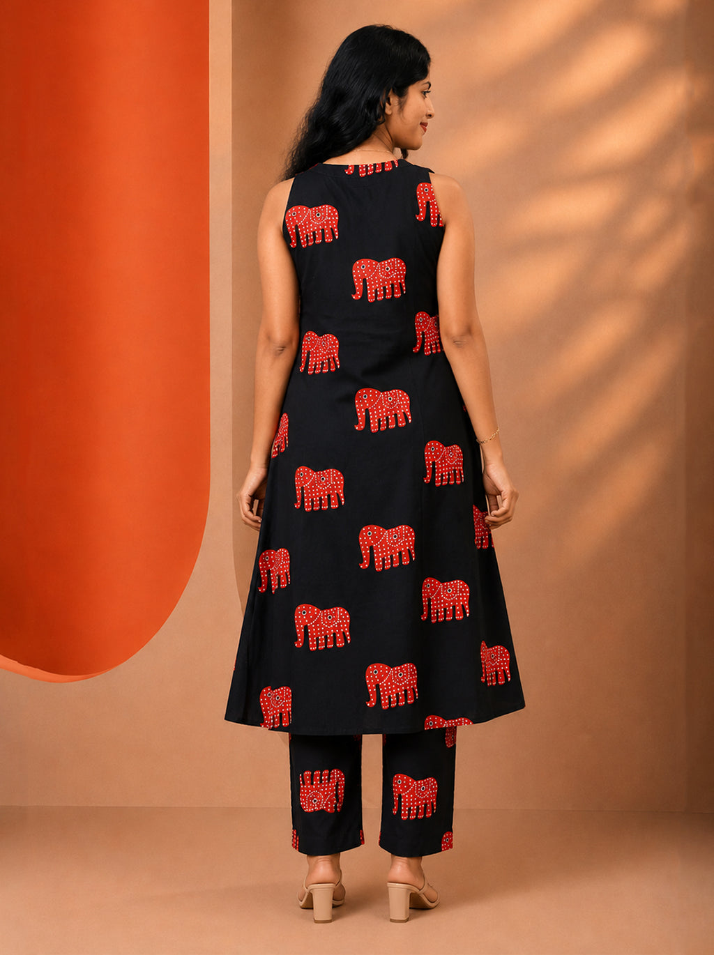 Royal Elephant Print Kurti Set