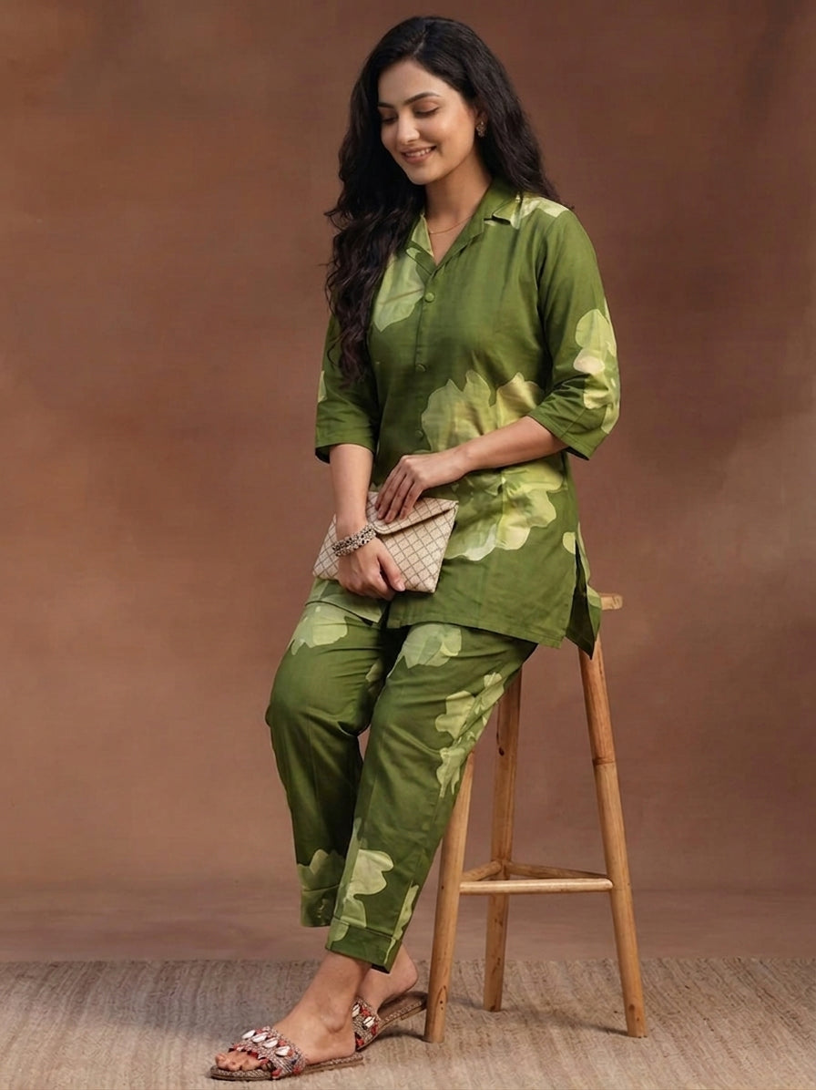 Green Petal Co-Ord Set
