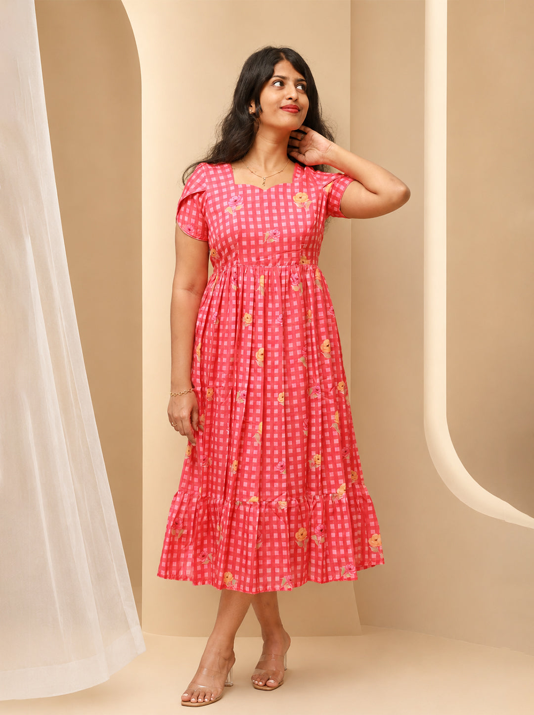 Deep Feel Red Floral Maxi