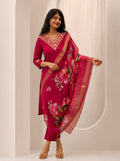 Pink Kurta Set with Organza Dupatta