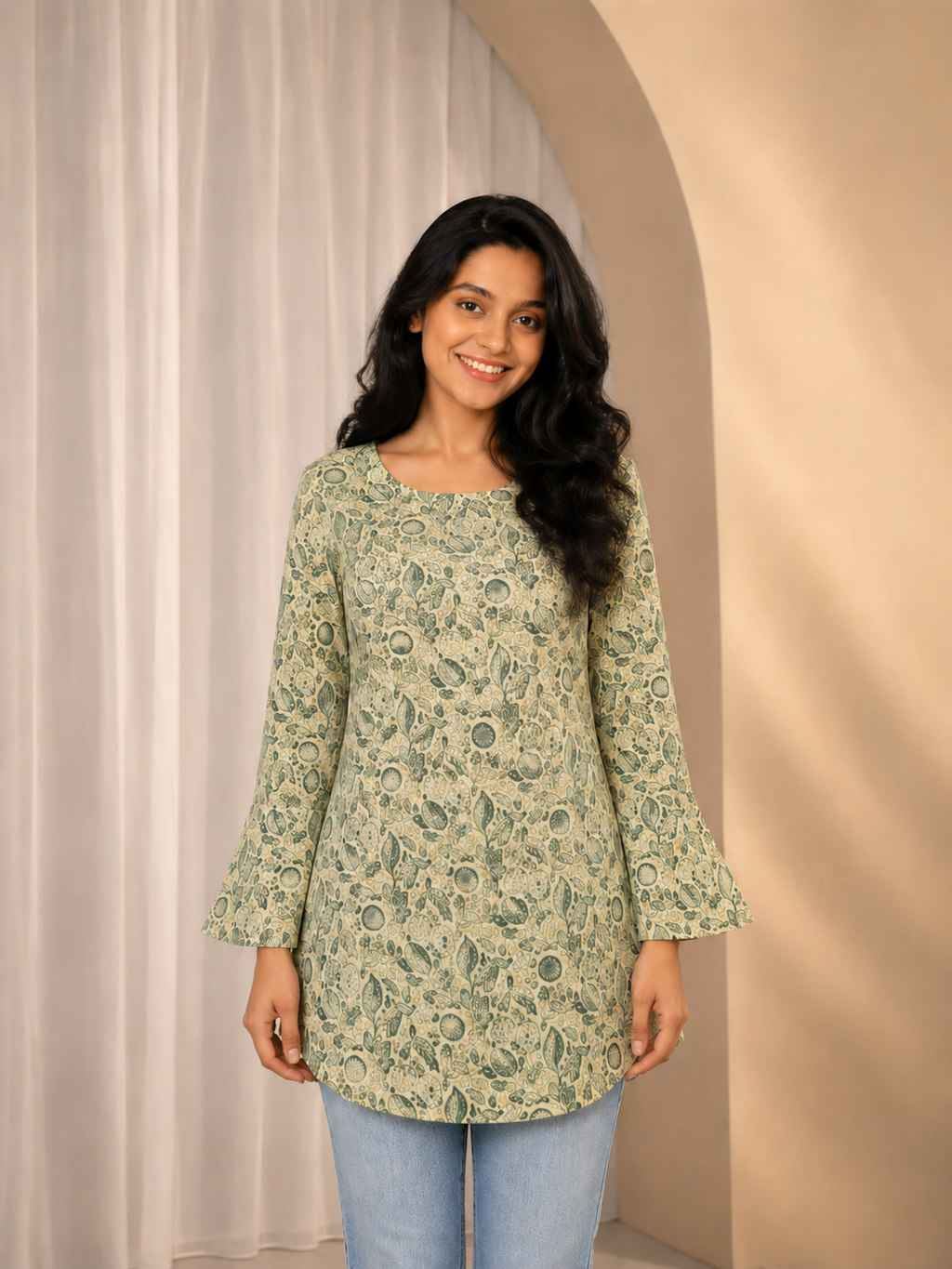Olive Petal Flare Heer Corset Kurti