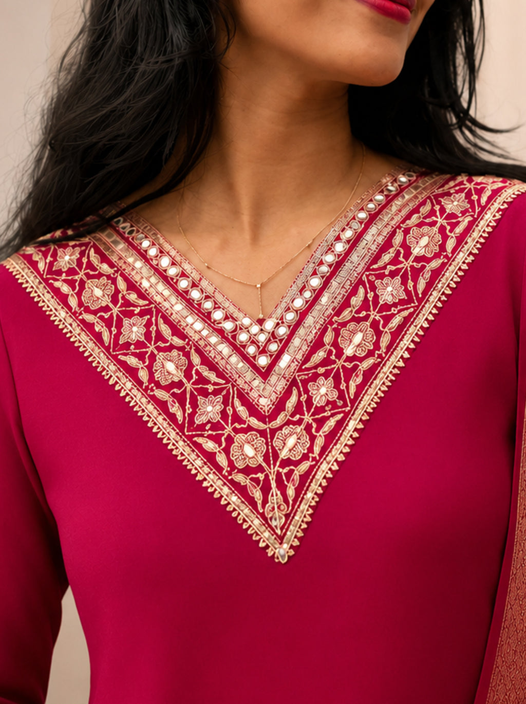 Pink Kurta Set with Organza Dupatta