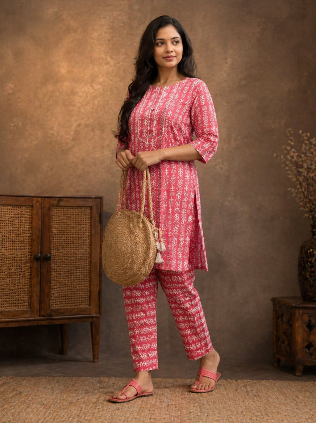 Rustic Rose Ethnic Kurti Set