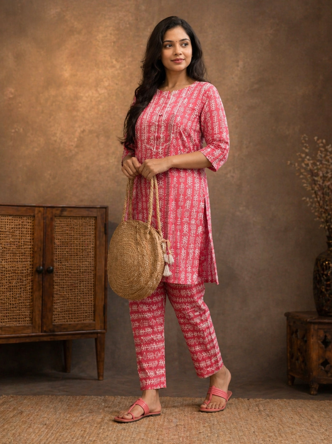 Rustic Rose Ethnic Kurti Set