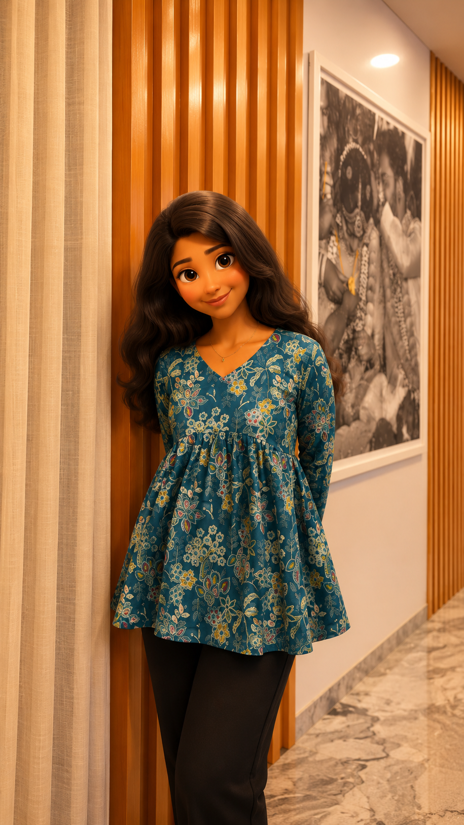 Deep teal blue peplum top