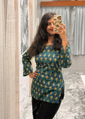 Peacock blue corset back kurti
