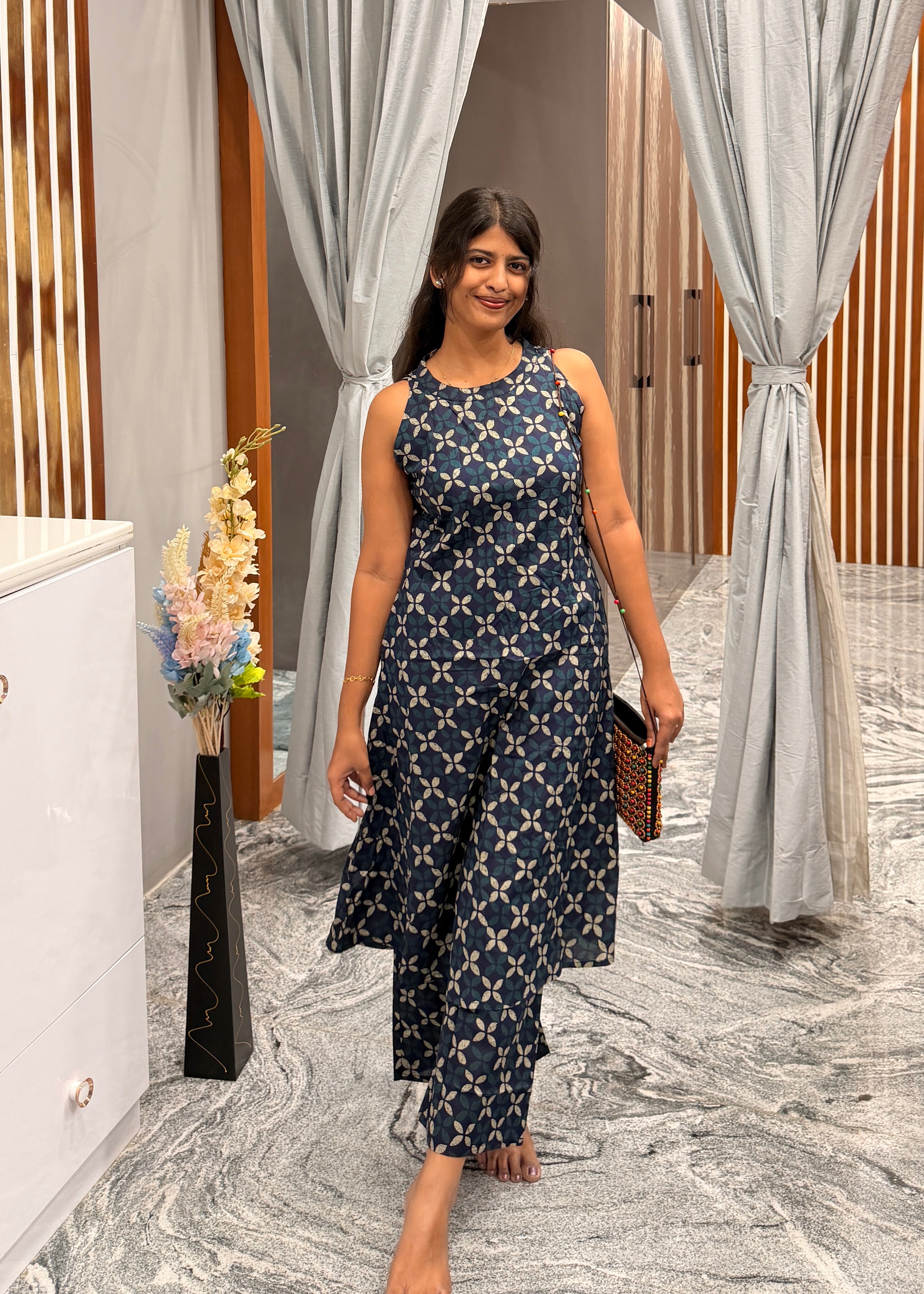 Midnight Bloom Halter neck Co-ord Set