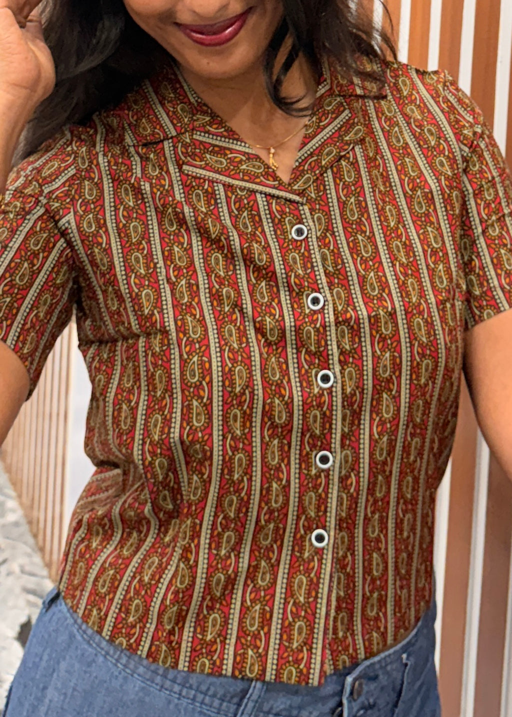 Brown Paisley CROP SHIRT