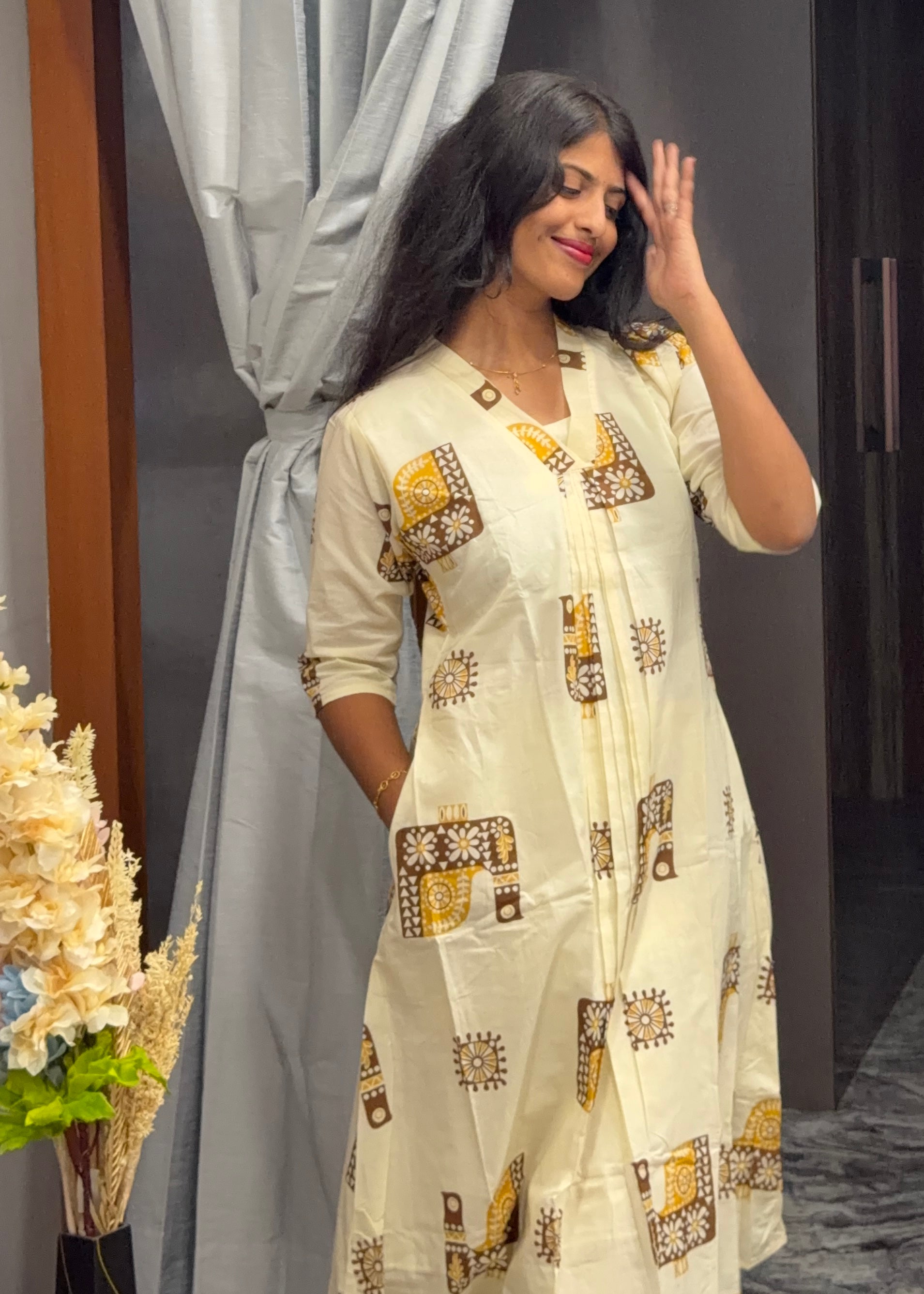 Beige brown elephant print co ords set🐘