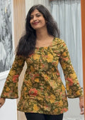 Greenish yellow corset back kurti