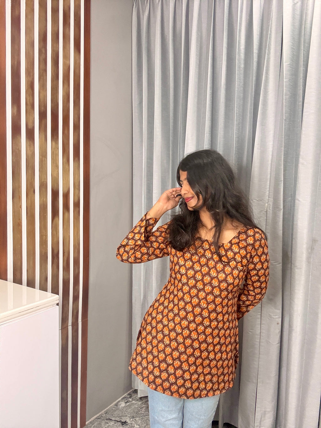 Brown corset back kurti