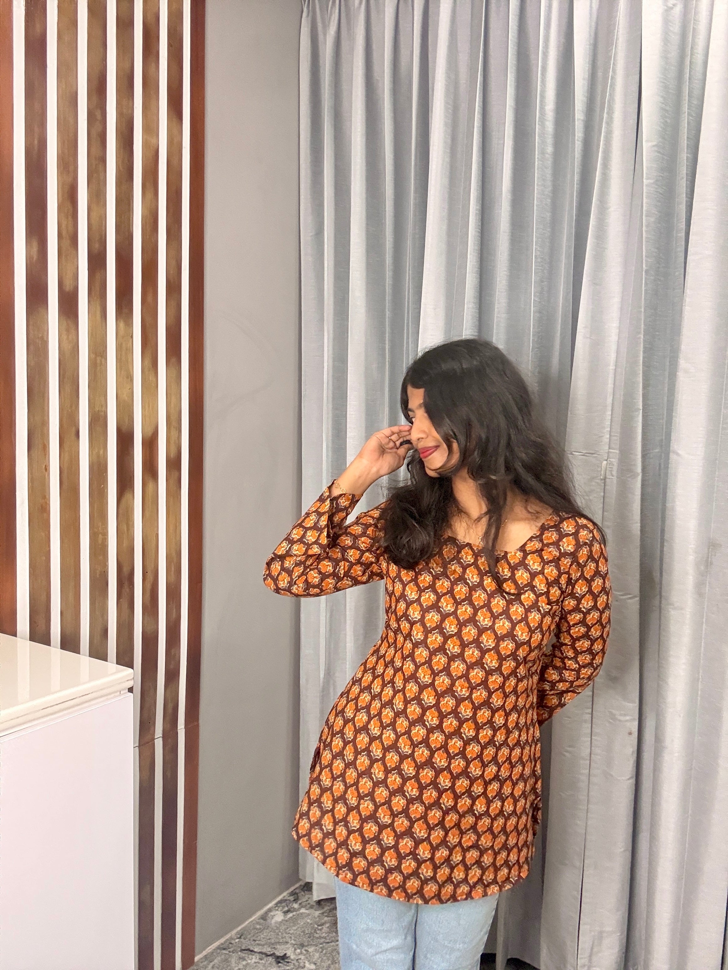 Brown corset back kurti