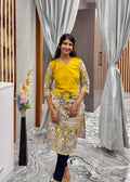 Yellow Kalamkari Kurti Top