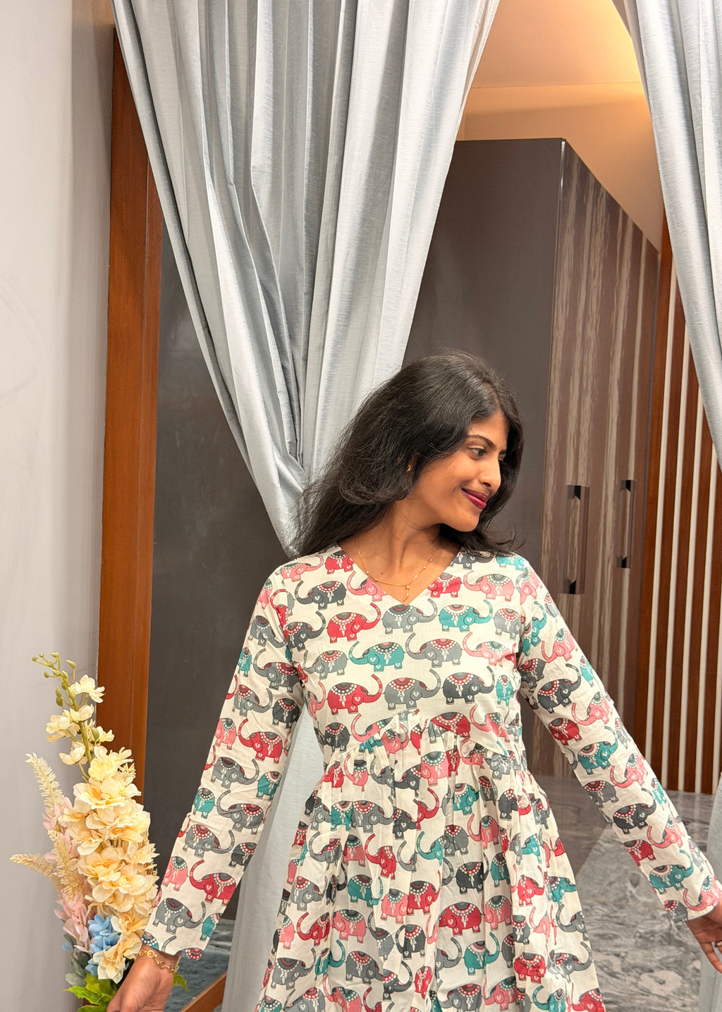 Cute elephant print peplum top