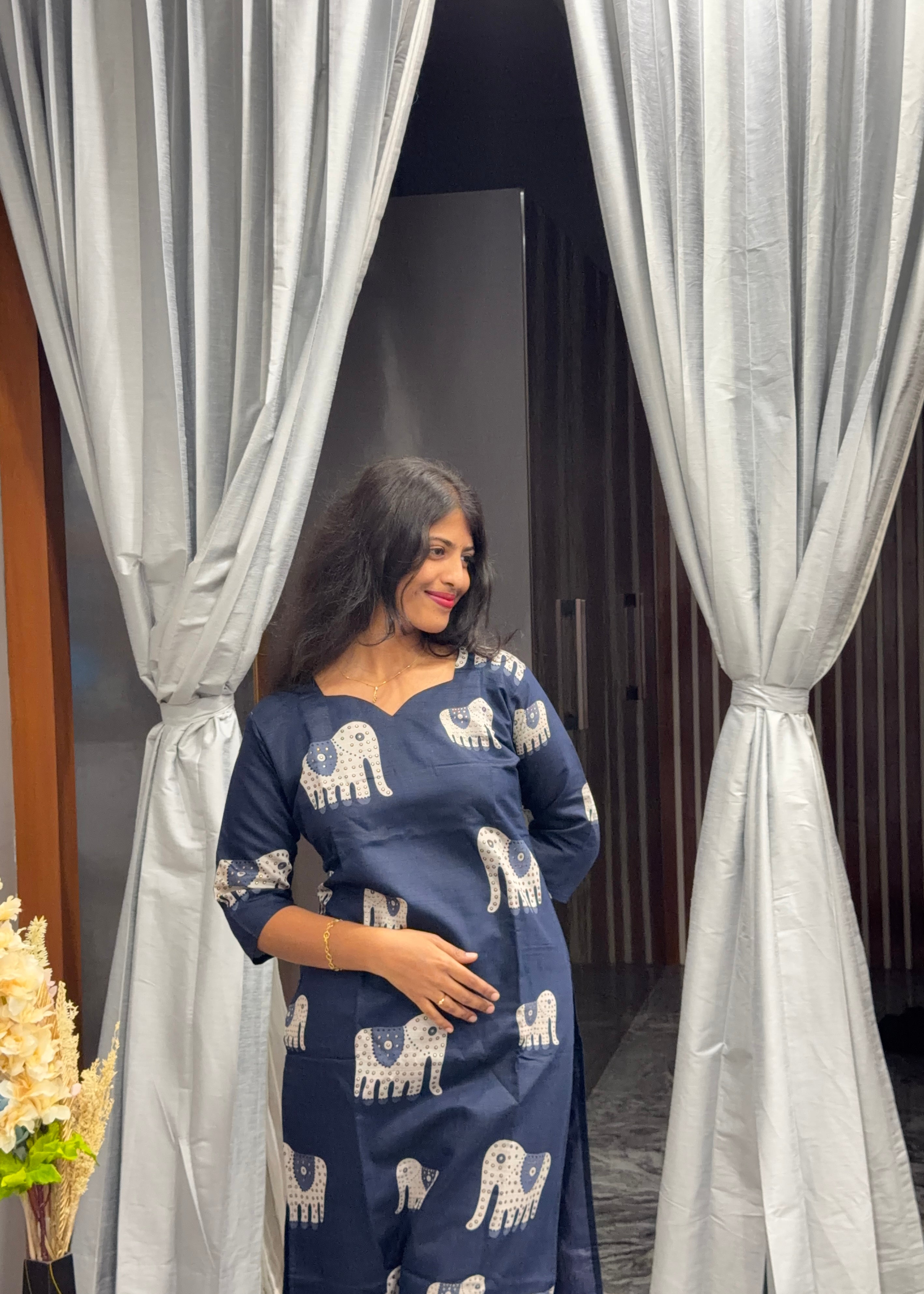 Navyblue elephant print co ords set 💙