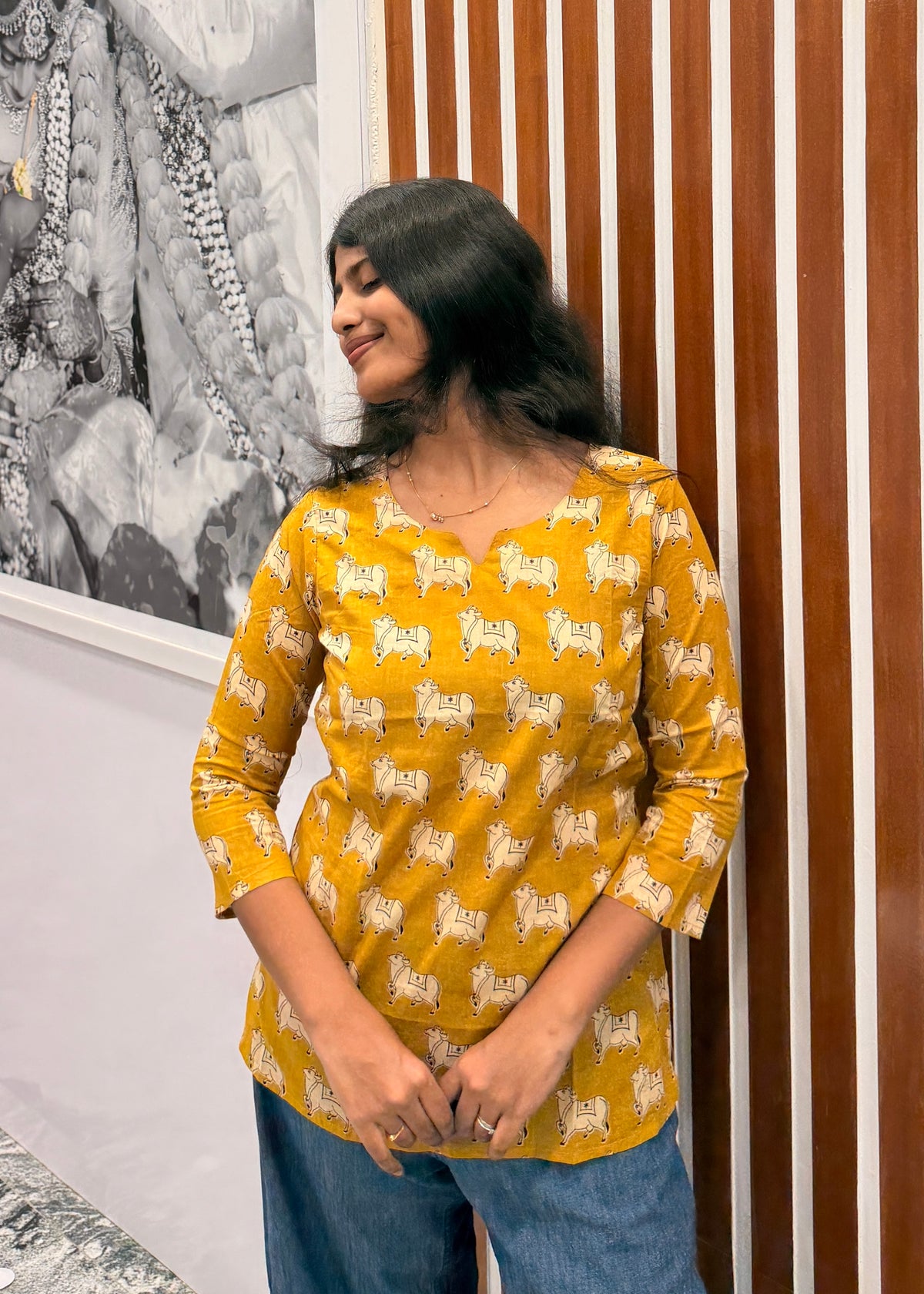 Yellow cow short top