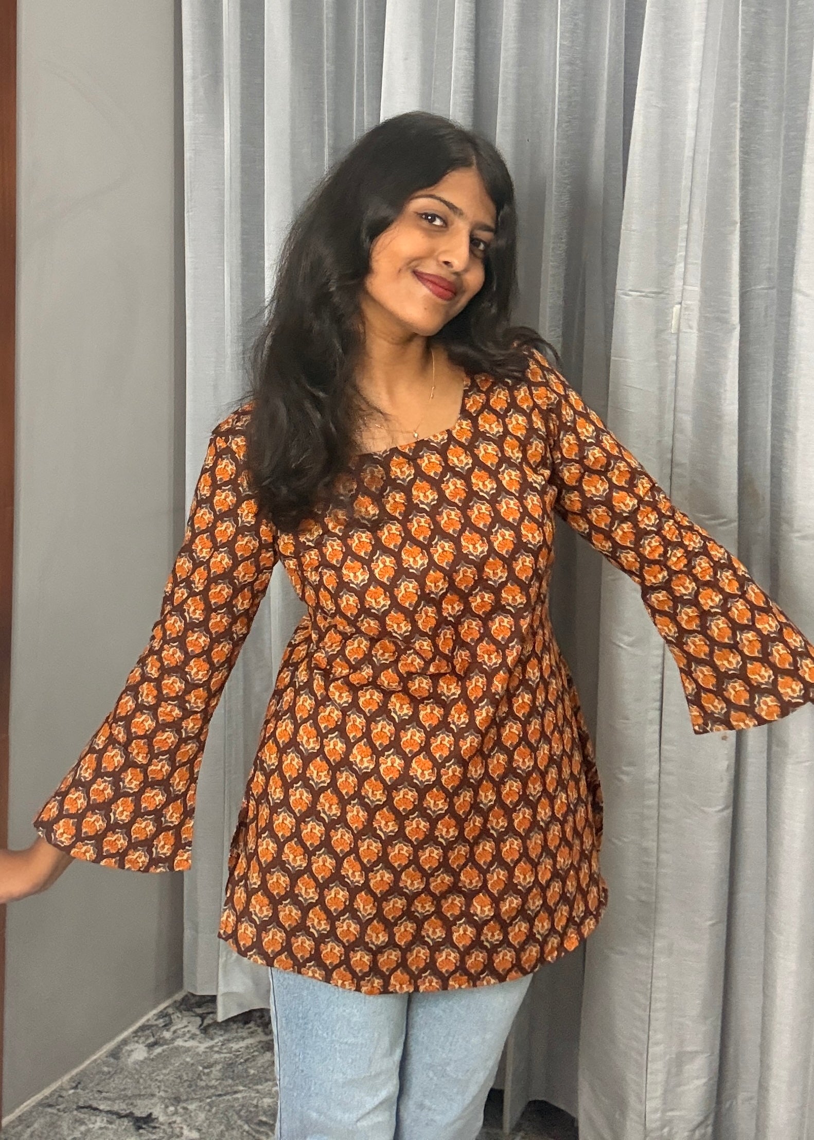 Brown corset back kurti