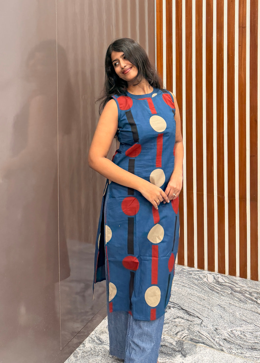 Halter neck blue kurti top