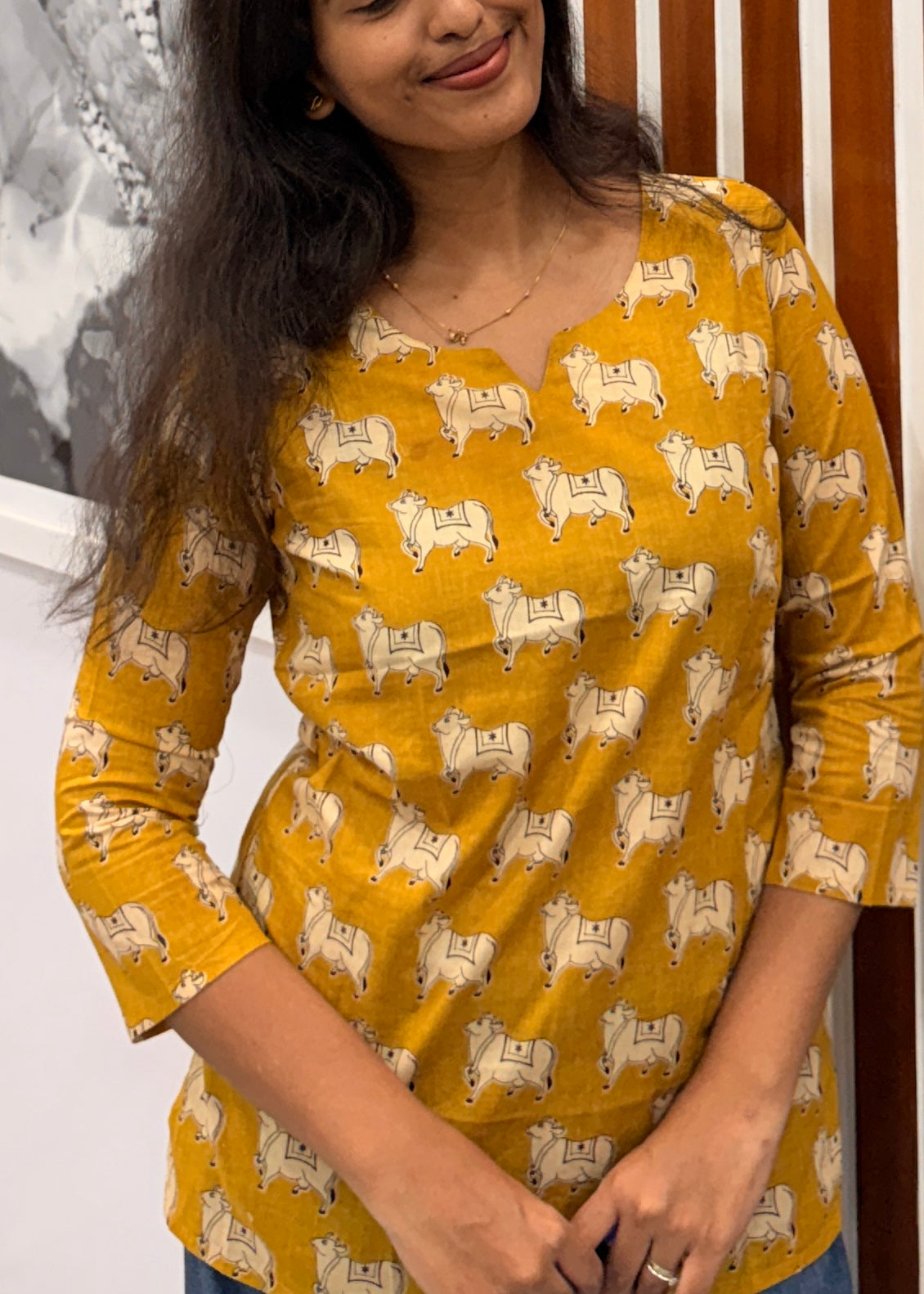 Yellow cow short top
