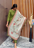 Darkgreen kurta set with chanderi dupatta