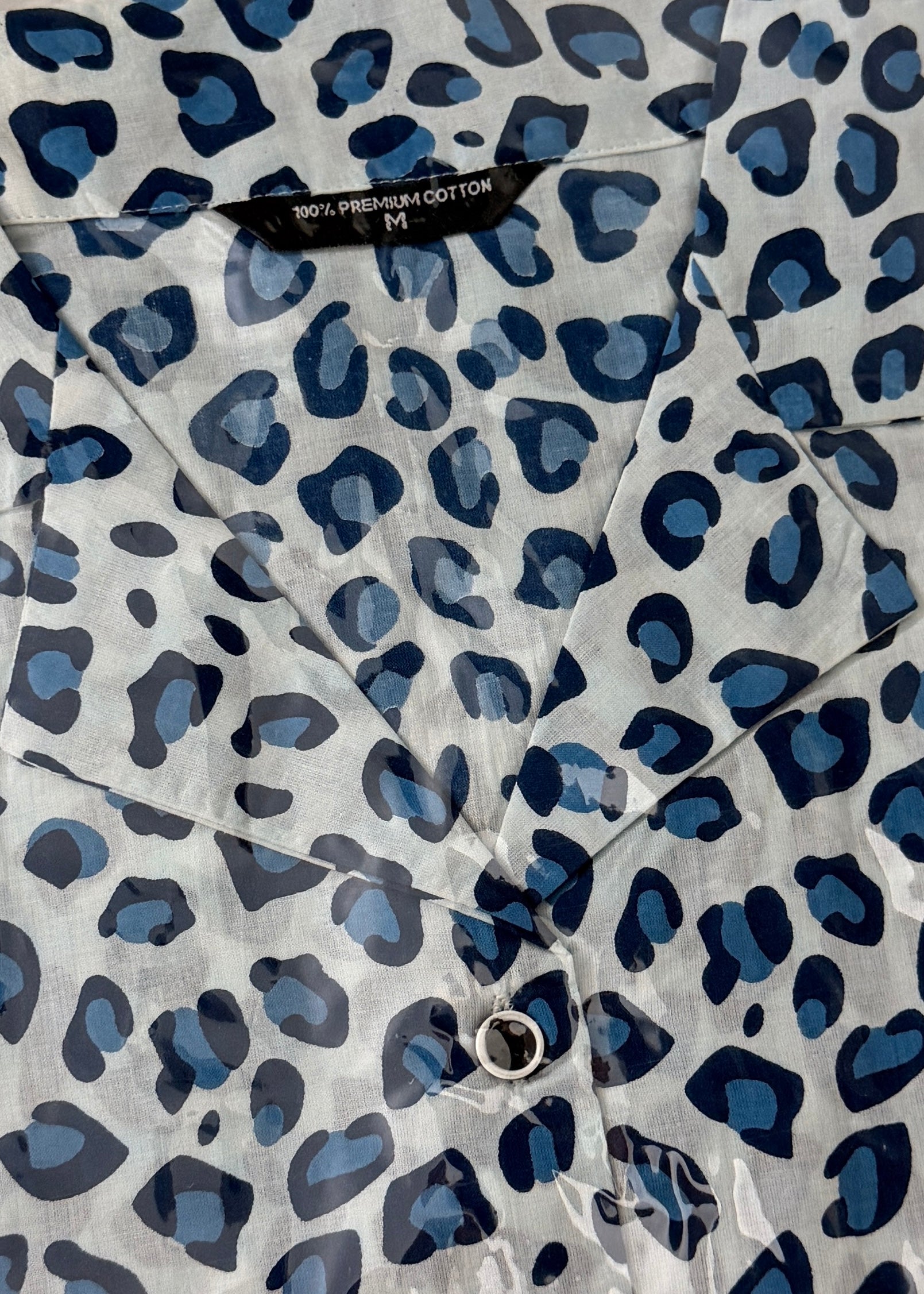 Wild leopard blue CROP SHIRT
