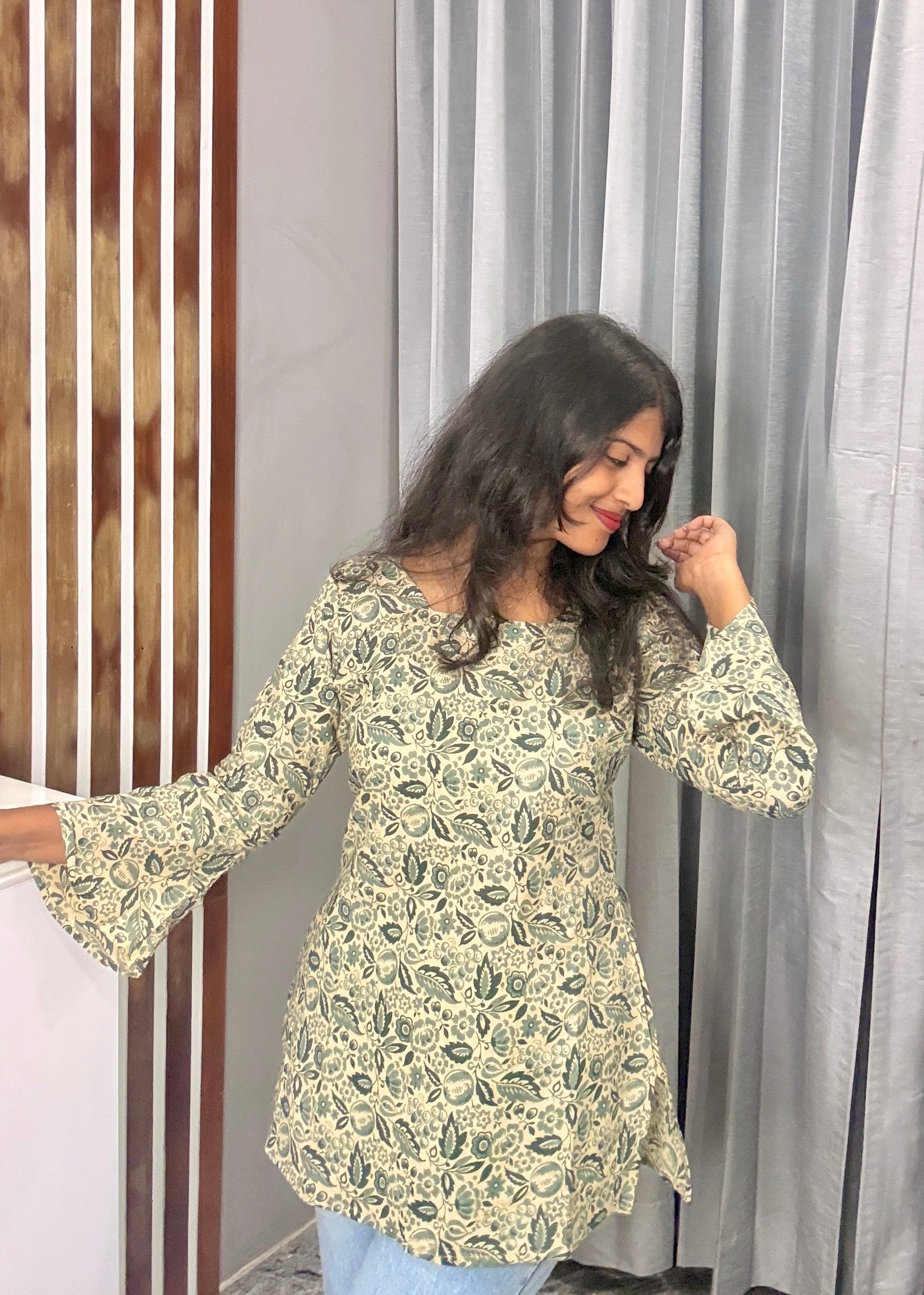 Olive Petal Flare Heer Corset Kurti
