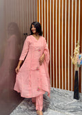 Baby Pink Mulchanderi Hand Embroidery Threadwork 3-Piece Set