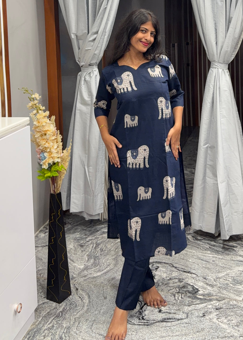 Navyblue elephant print co ords set 💙