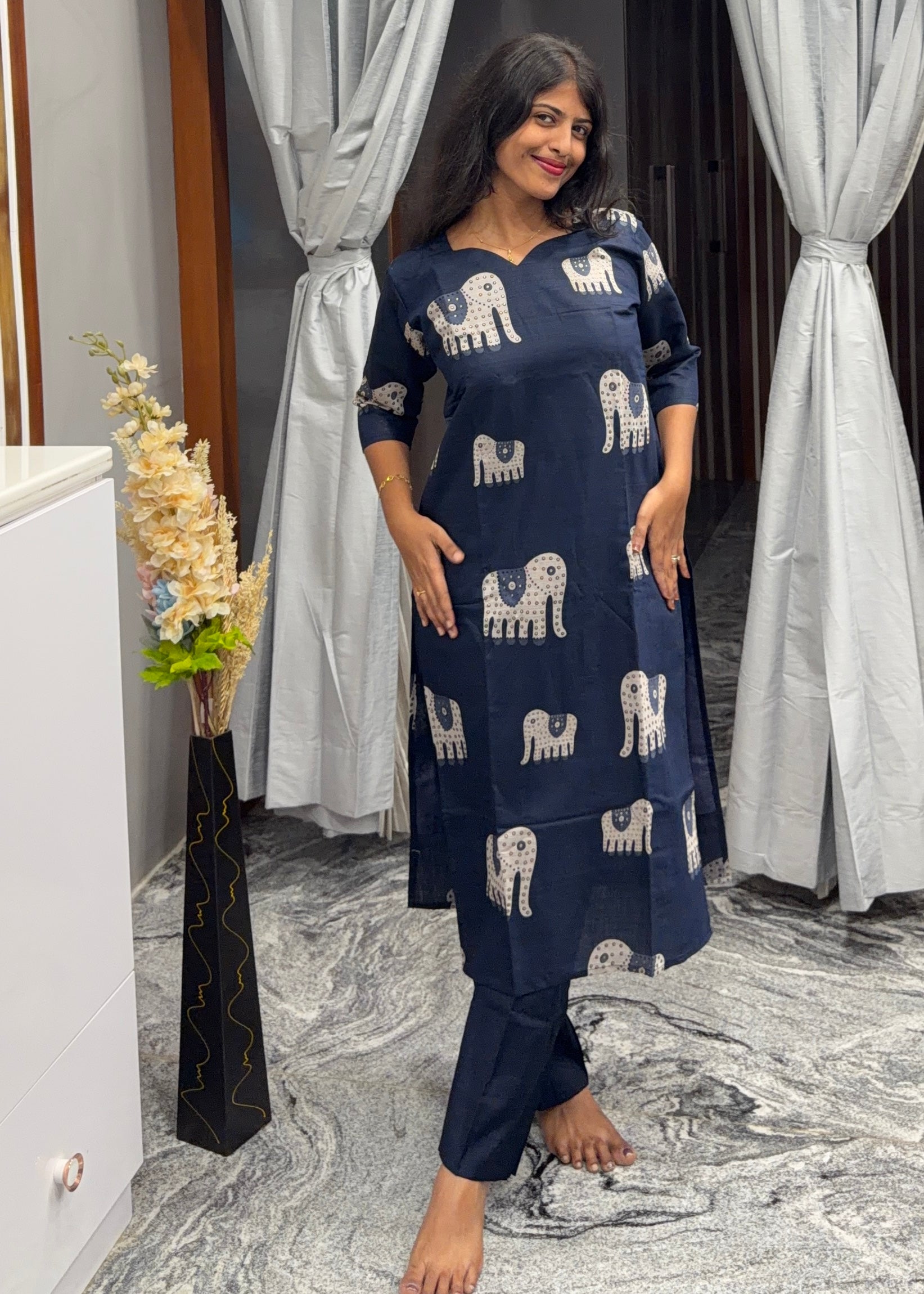 Navyblue elephant print co ords set 💙