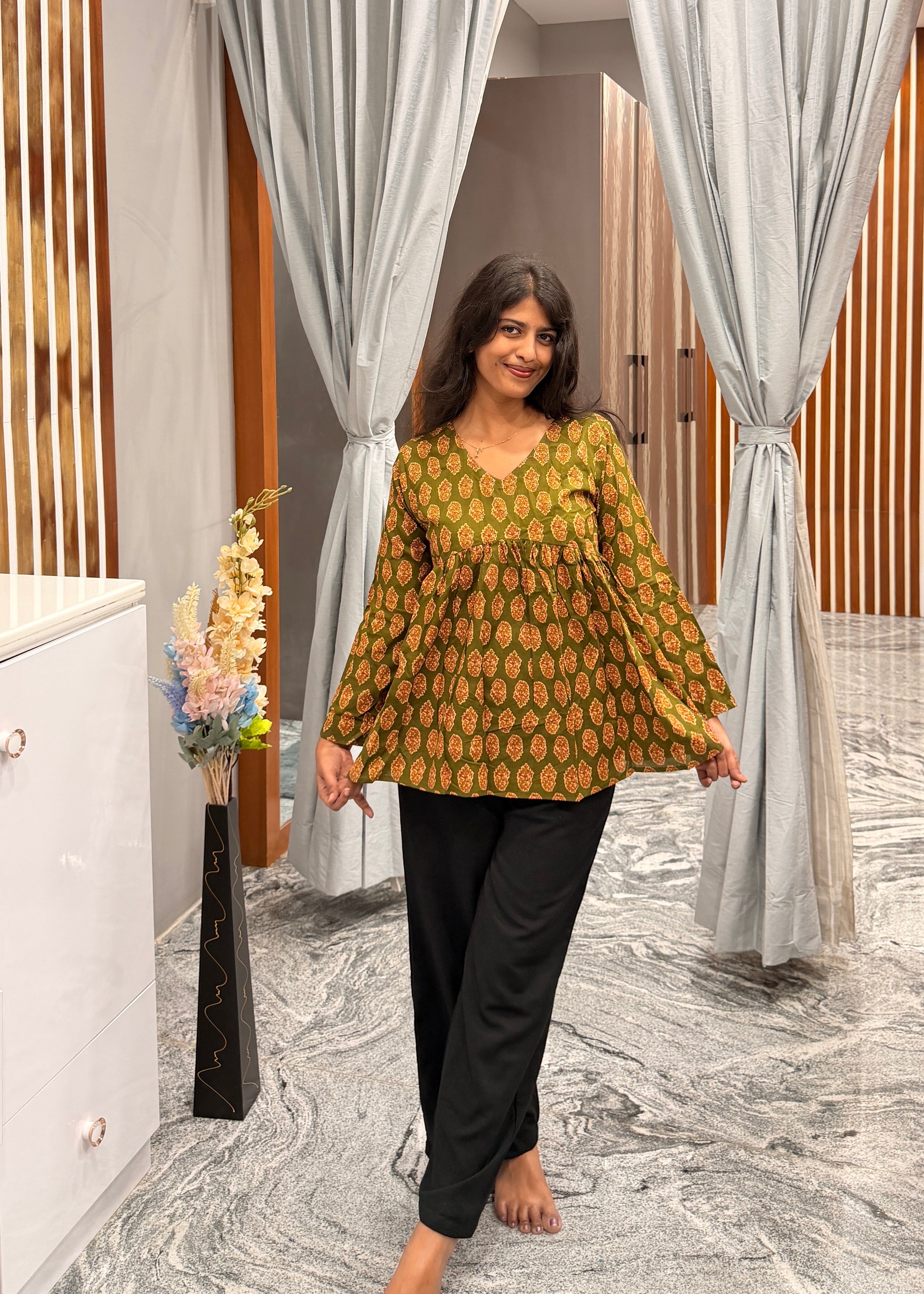 Green peplum top