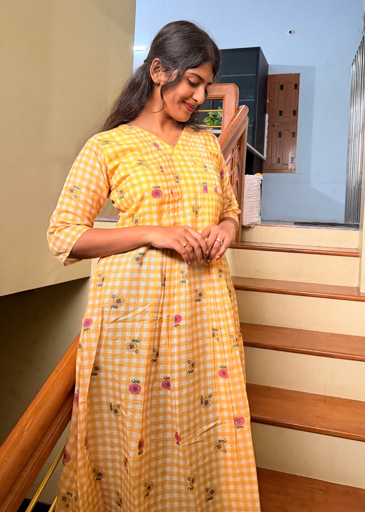 Butter yellow aline kurti top