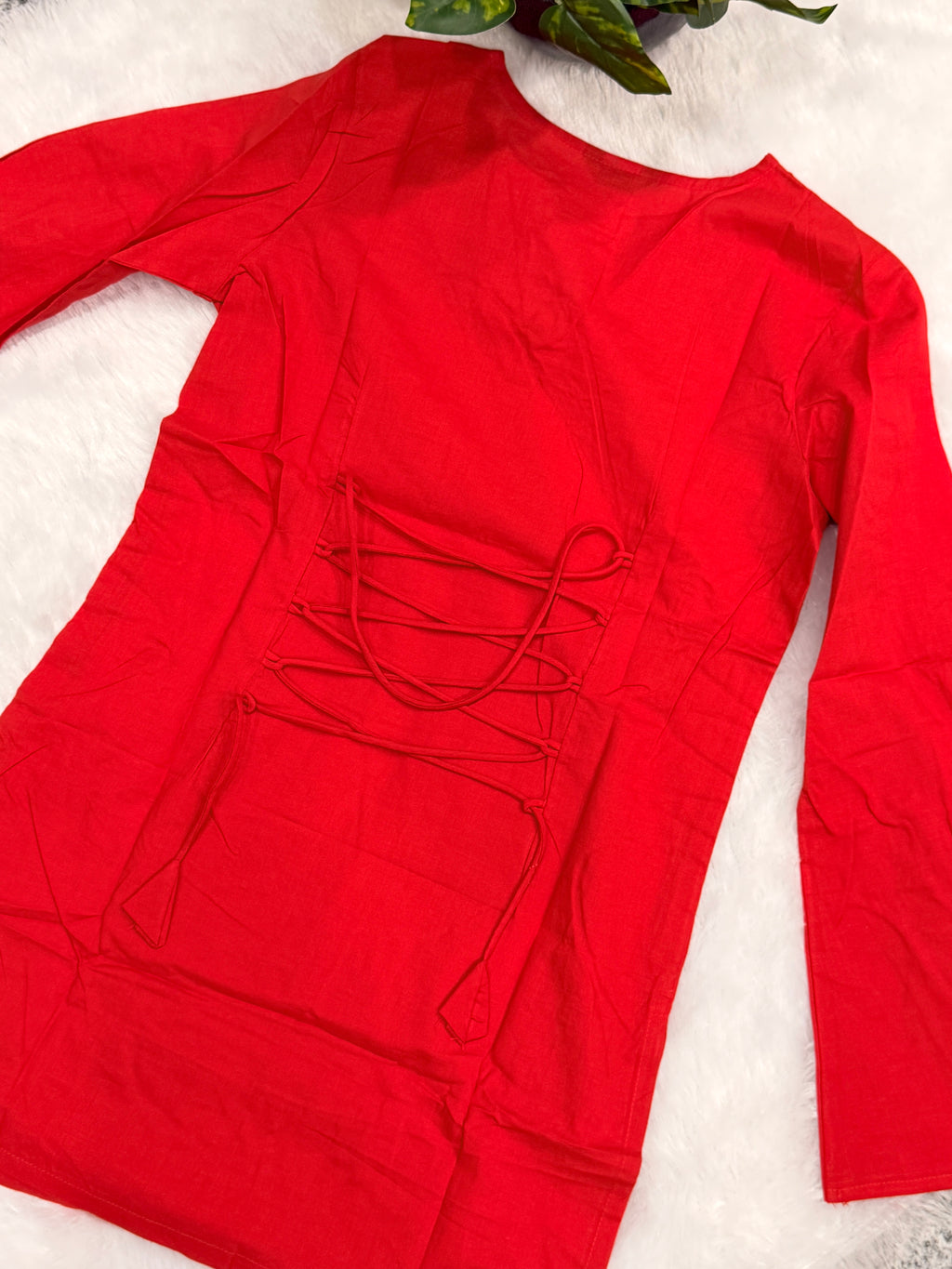 Red corset back kurti