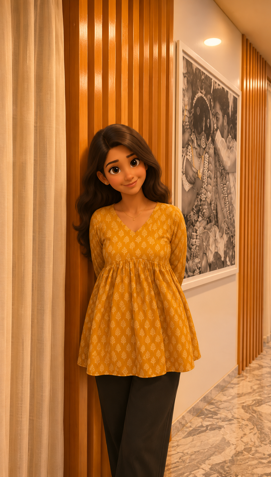 Yellow peplum top