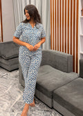 Blue Leopard Crop Shirt and pant