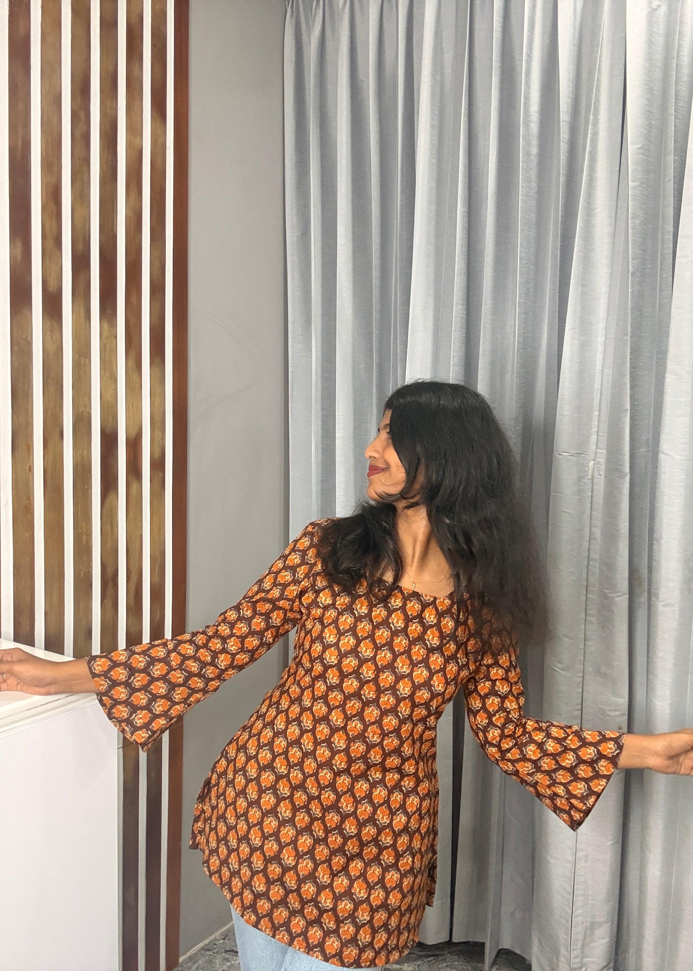Brown corset back kurti
