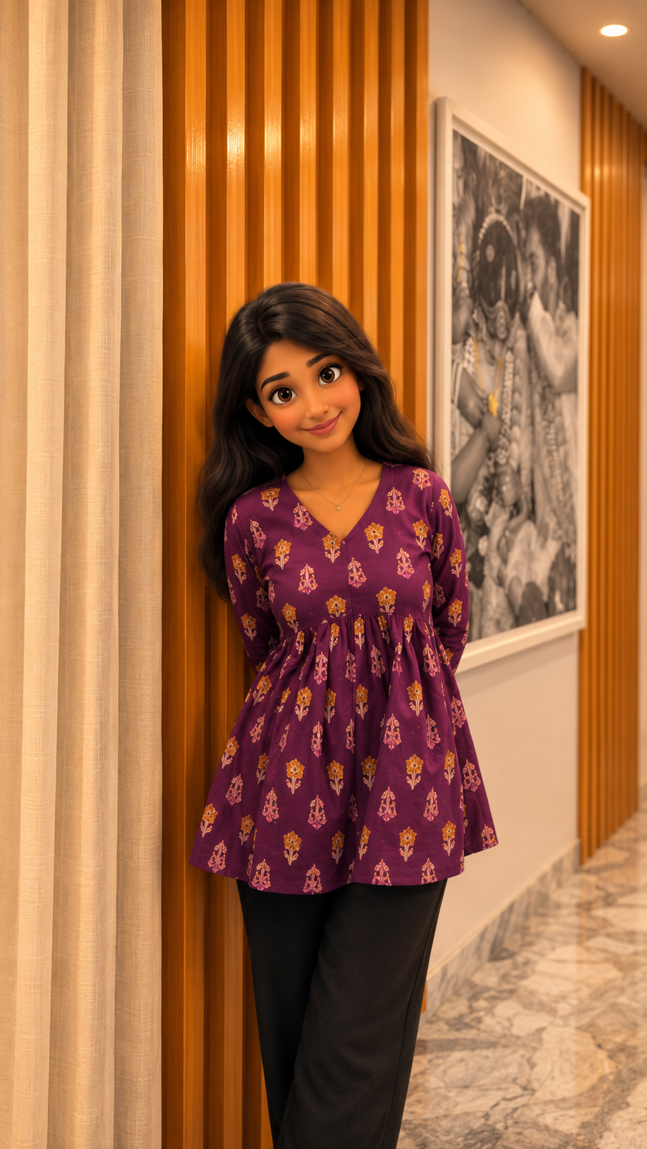 Purple floral peplum top