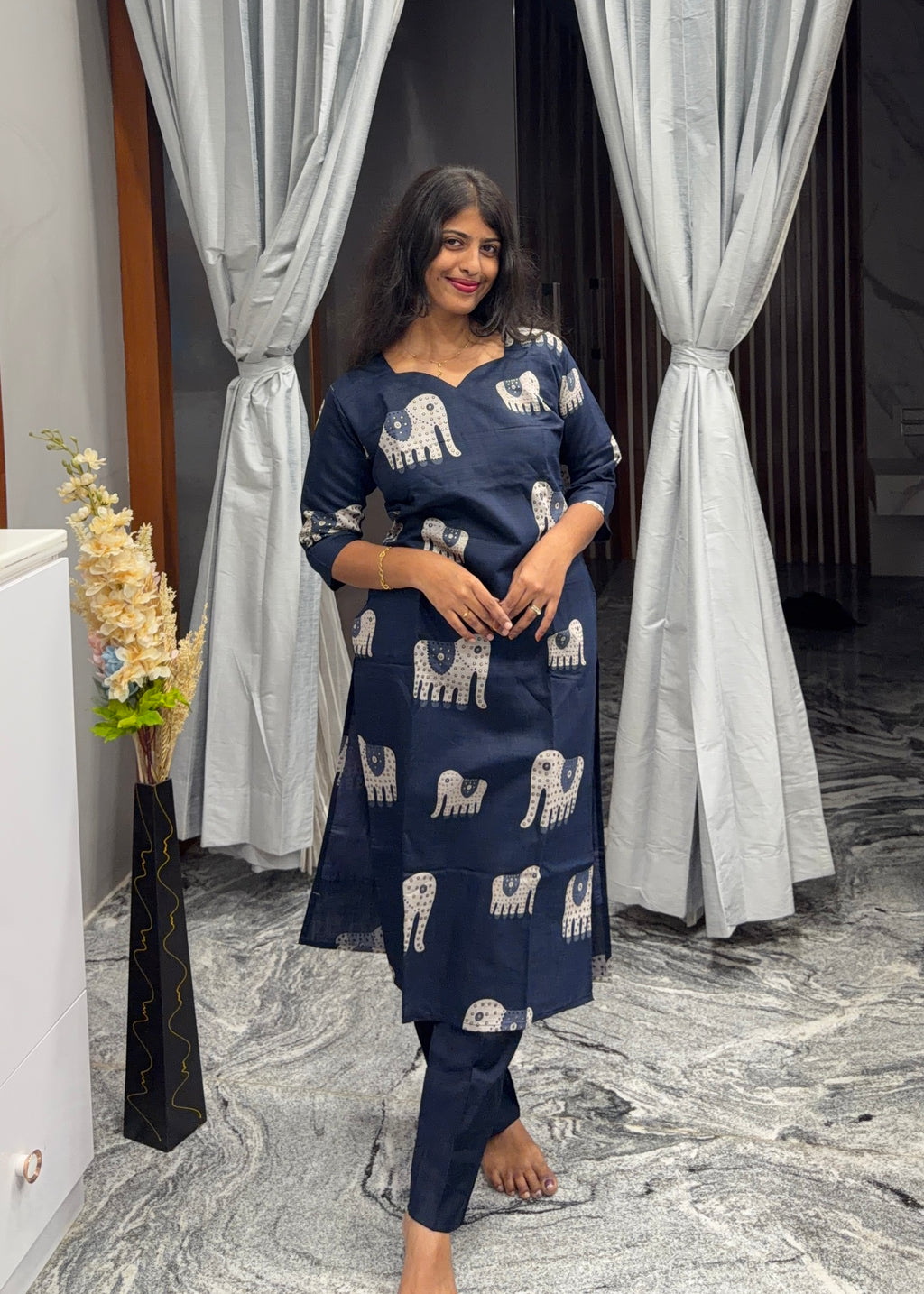 Navyblue elephant print co ords set 💙