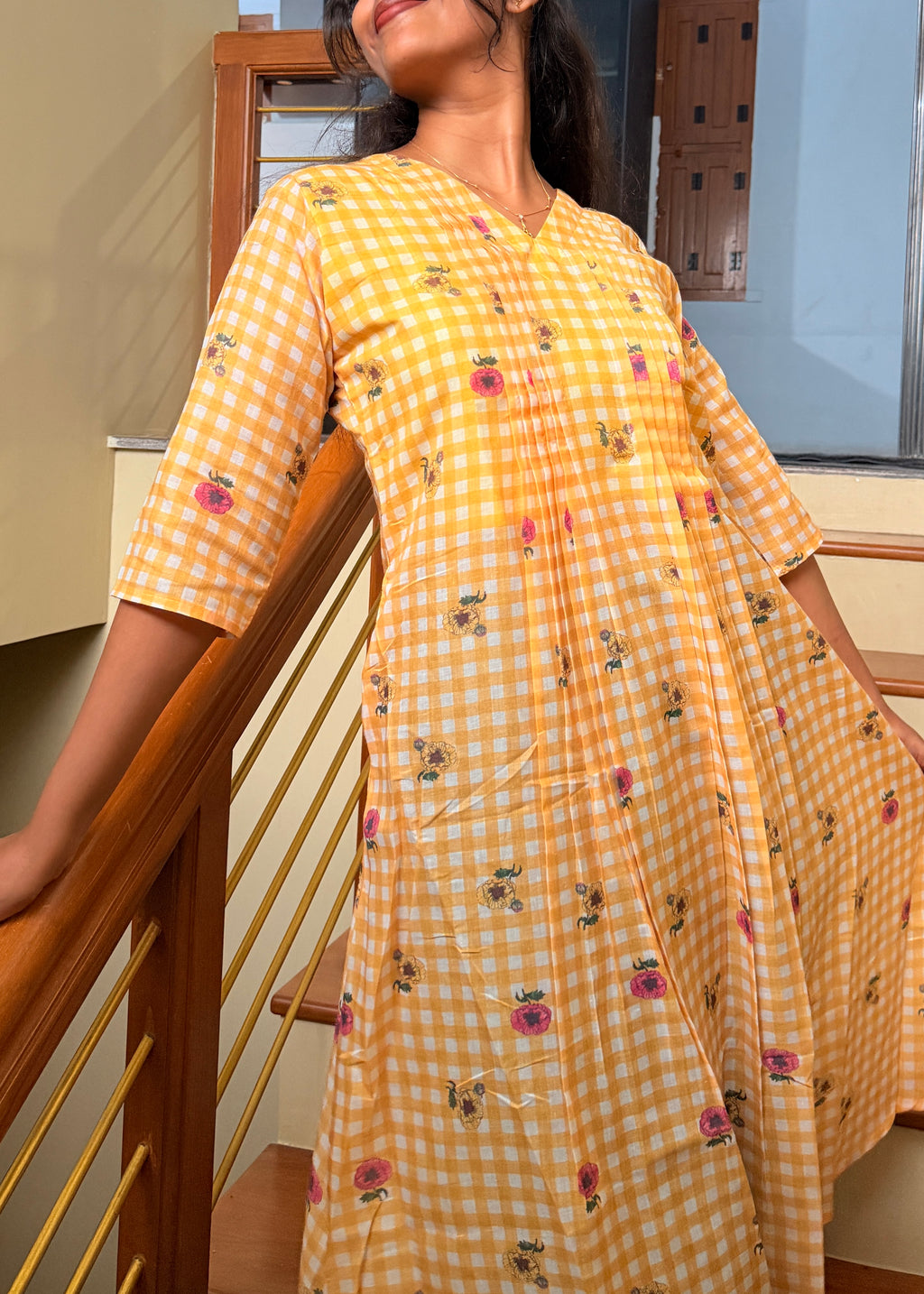 Butter yellow aline kurti top