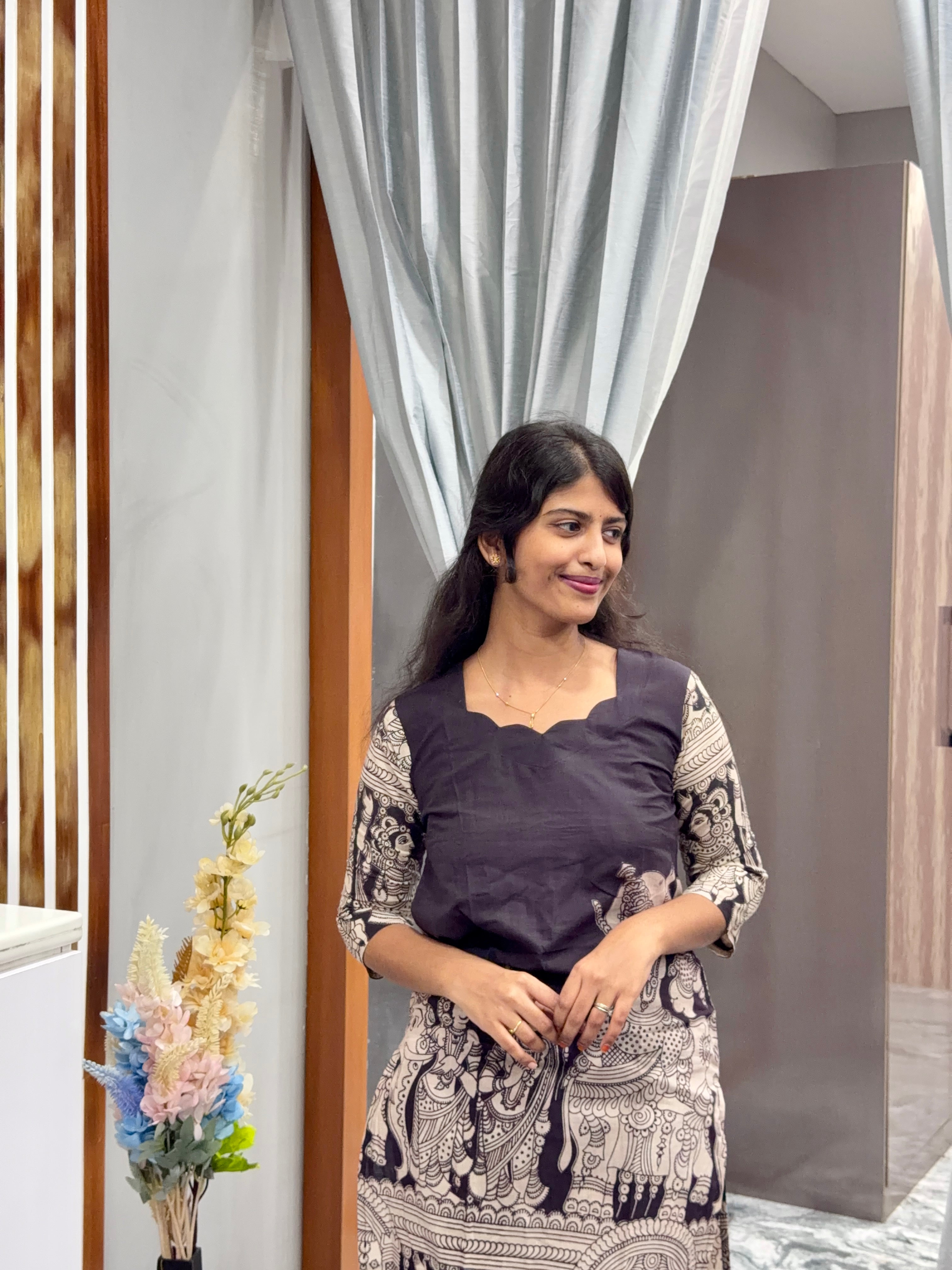 Black kalamkari kurti top