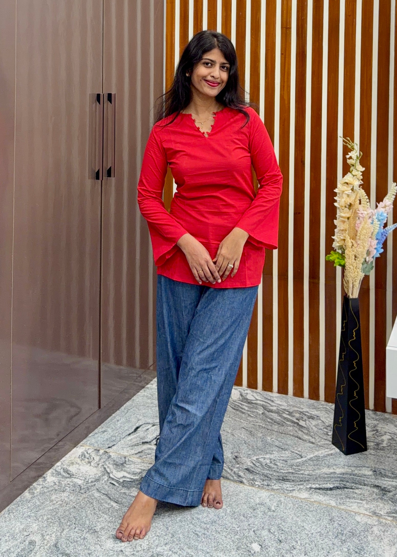 Red corset back kurti