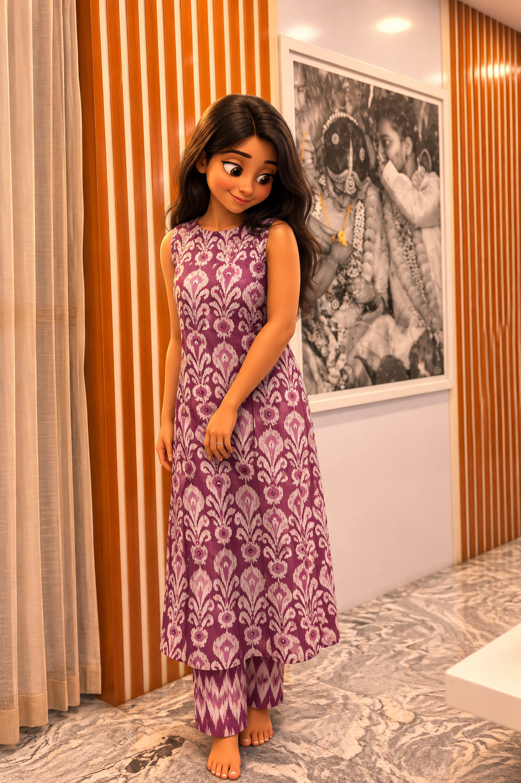 Purple halter neck kurta set