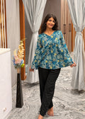 Deep teal blue peplum top