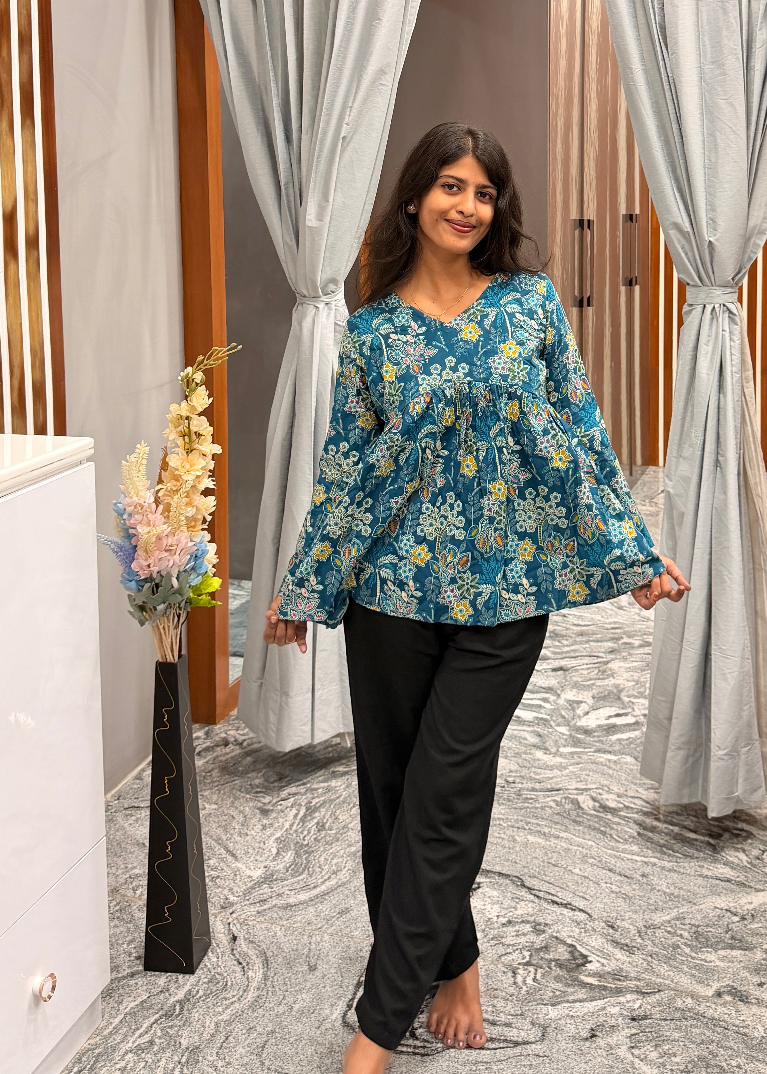 Deep teal blue peplum top