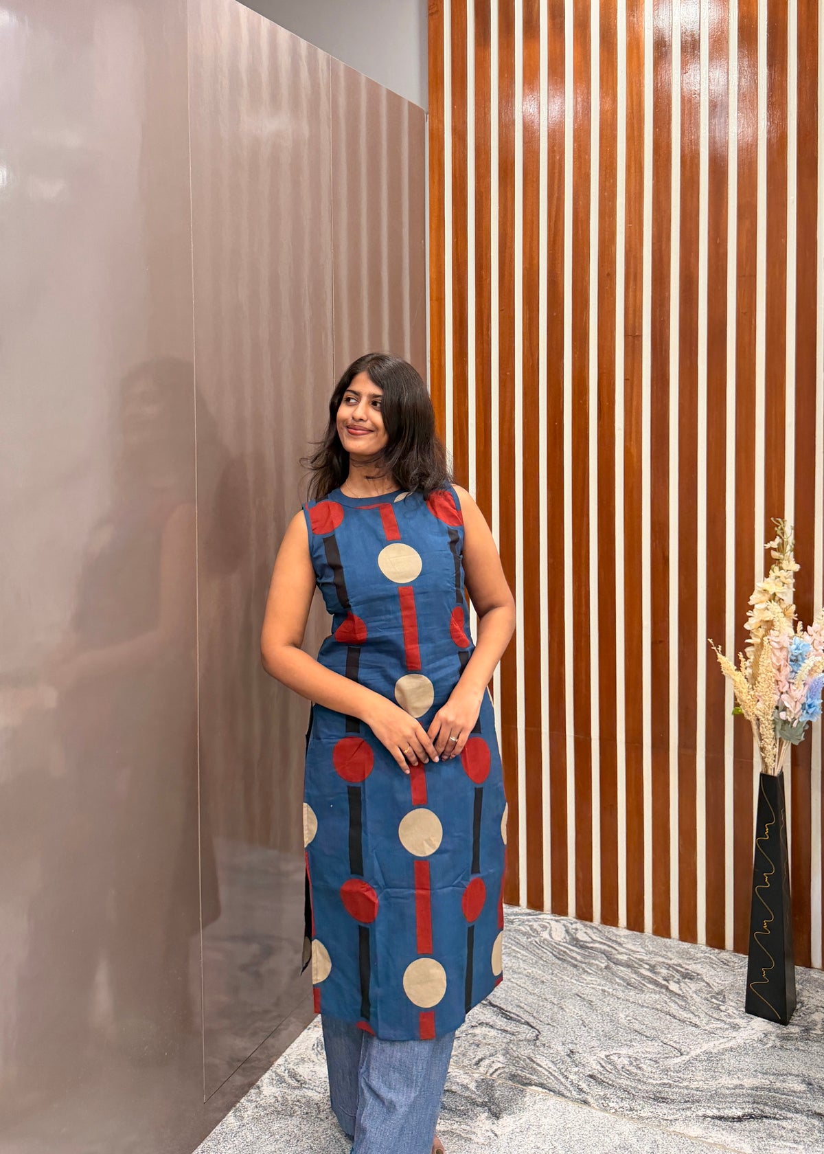 Halter neck blue kurti top