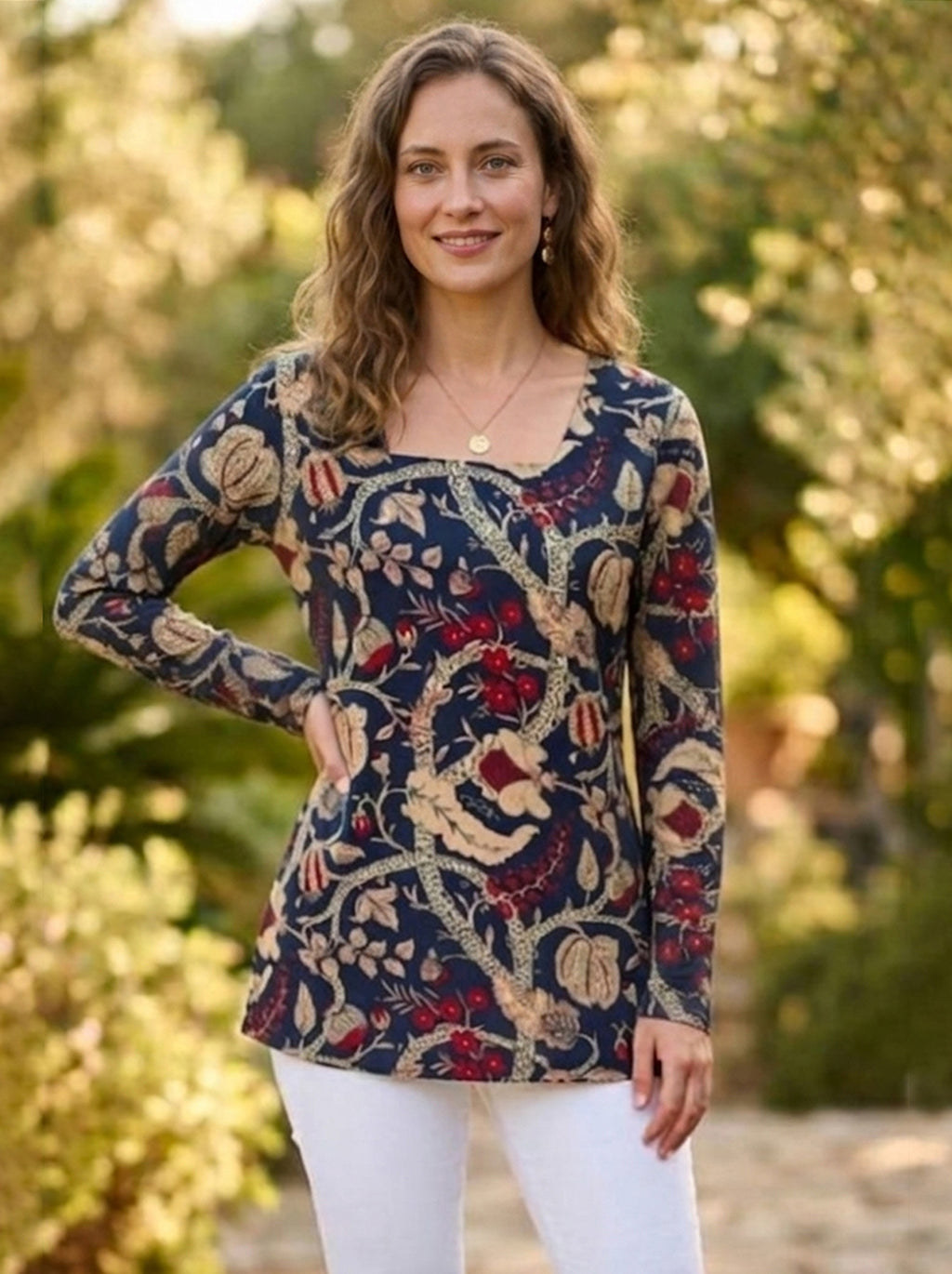 Blue Floral Heer Corset Back Kurti