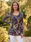 Blue Floral Heer Corset Back Kurti