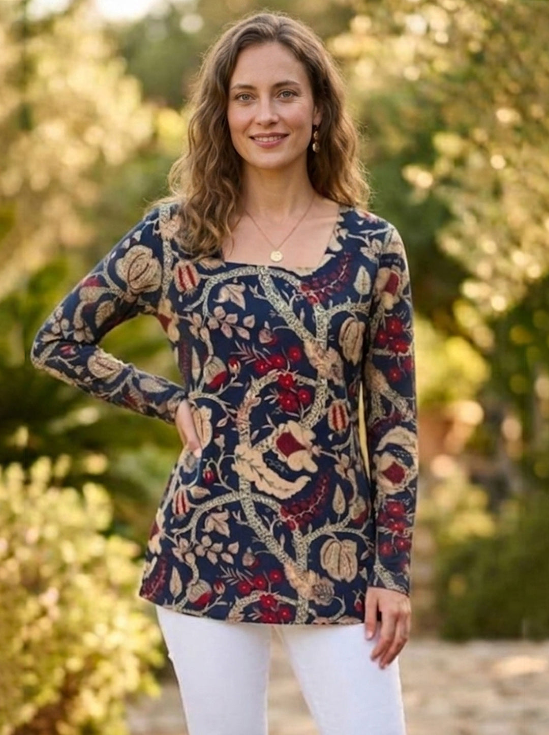 Blue Floral Heer Corset Back Kurti
